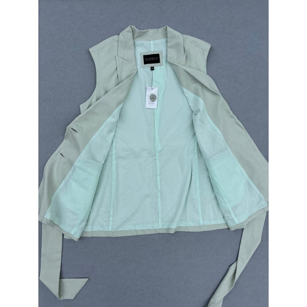NWT Eloquii Women's Sage green‎ longline belted vest size 14 Linen Rayon blend - Picture 4 of 8